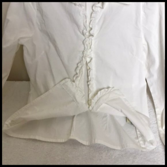 Cotton/Spandex Ruffle Front Folded Cuff Blouse Size M - Picture 4 of 8